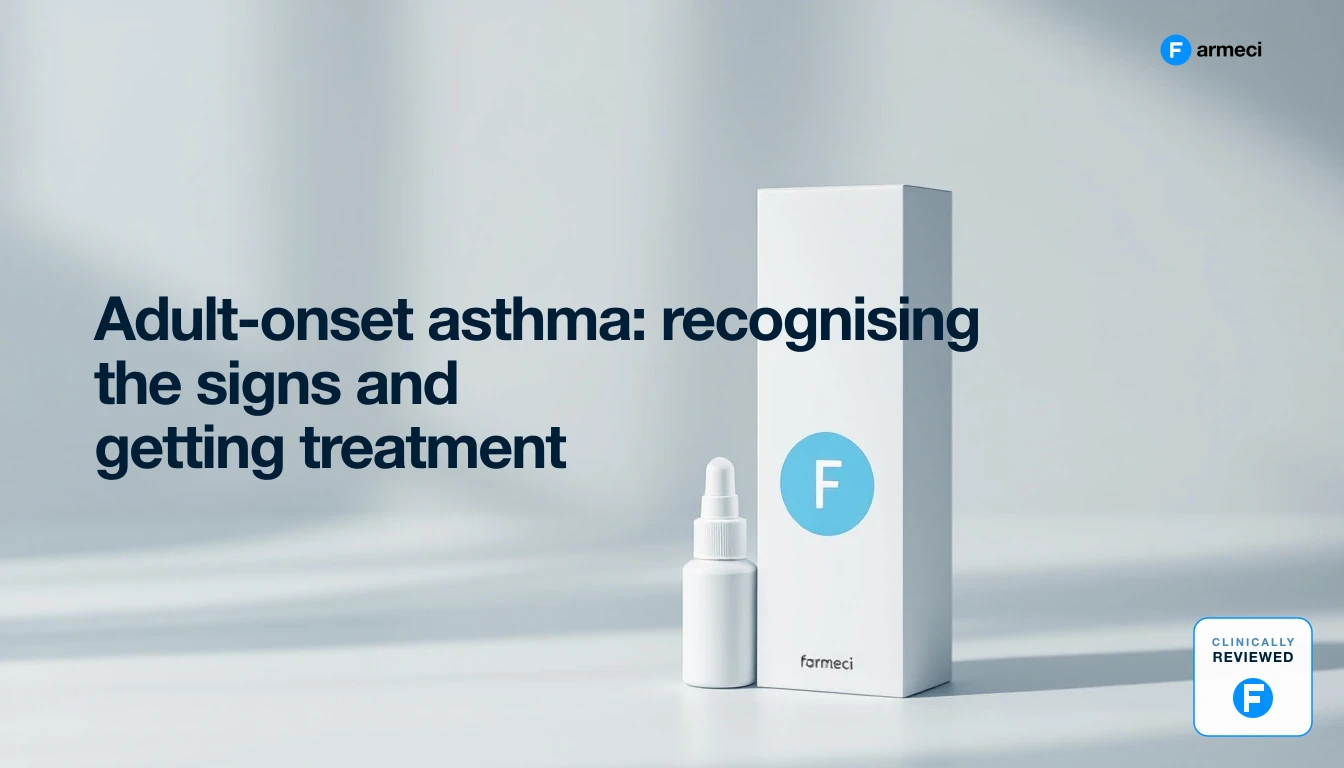 An adult using a preventer inhaler at home, managing newly diagnosed asthma