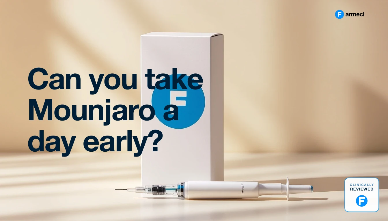 A weekly Mounjaro injection pen resting on a calendar, illustrating once-weekly dose timing