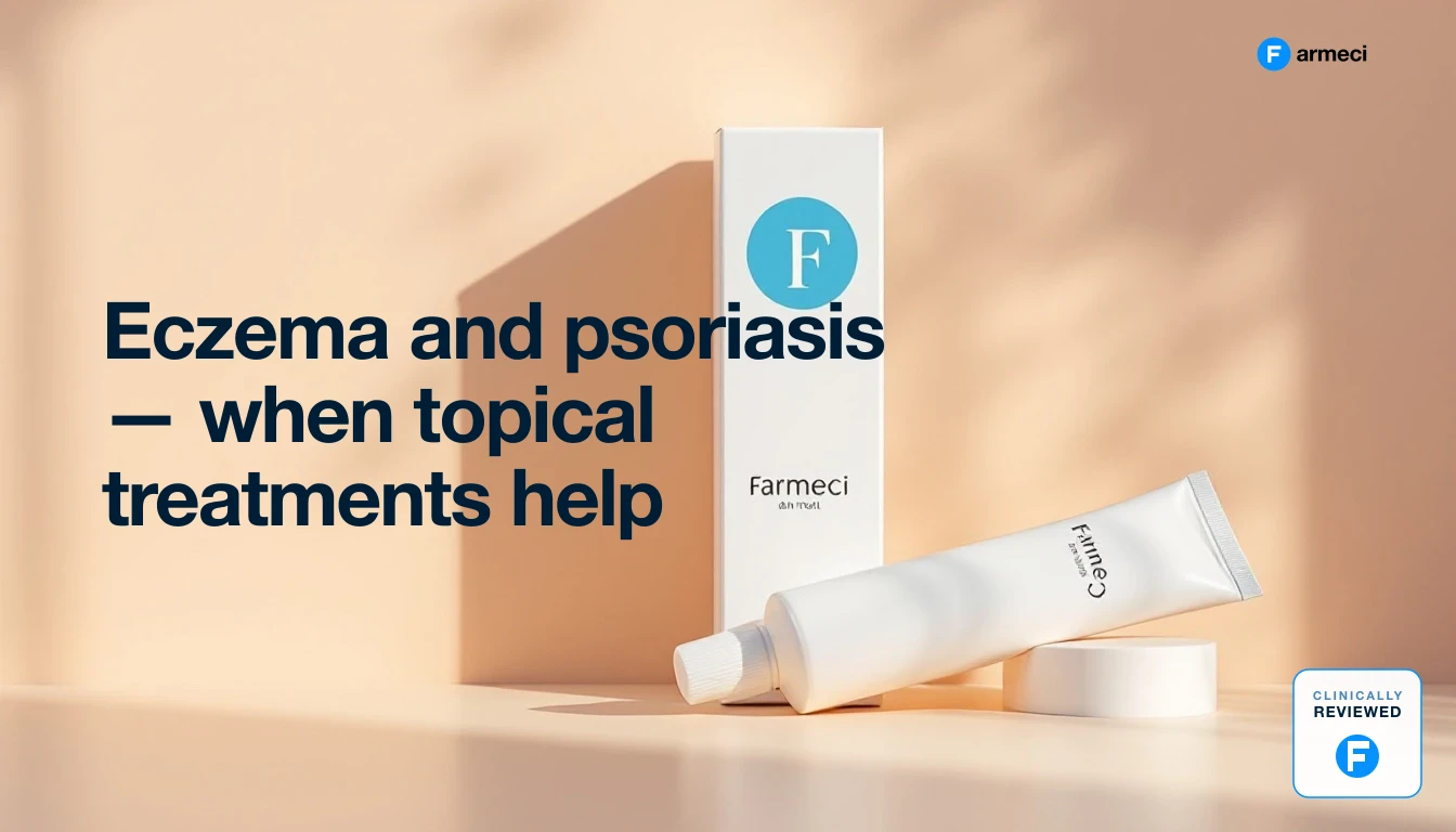 Clinical still life of topical treatments for eczema and psoriasis, Farmeci branding