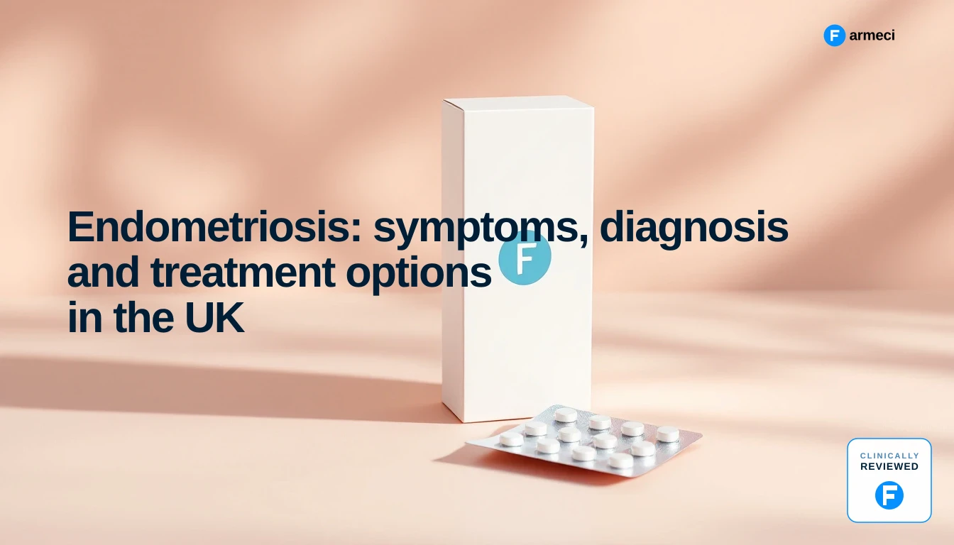 Editorial cover for Farmeci's guide to endometriosis symptoms, diagnosis and treatment
