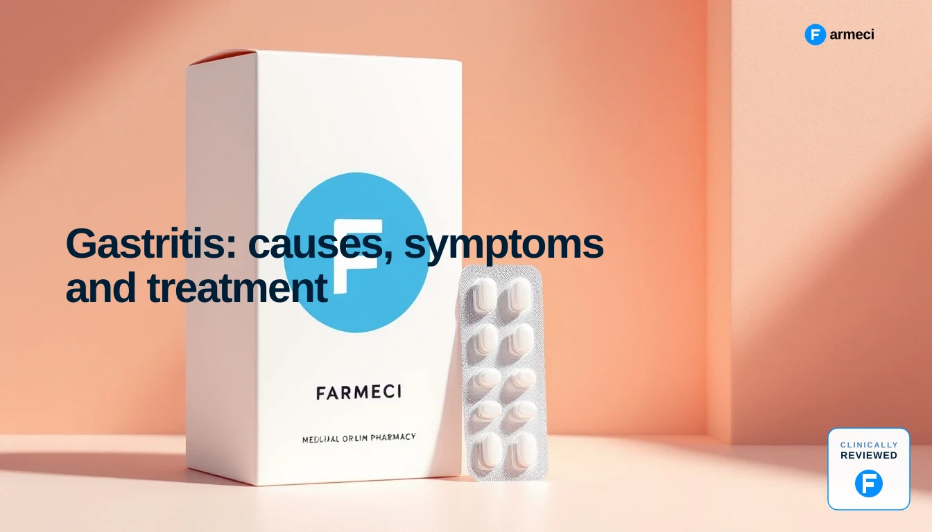 A pharmacist discussing stomach and digestive symptoms with a patient in a consultation