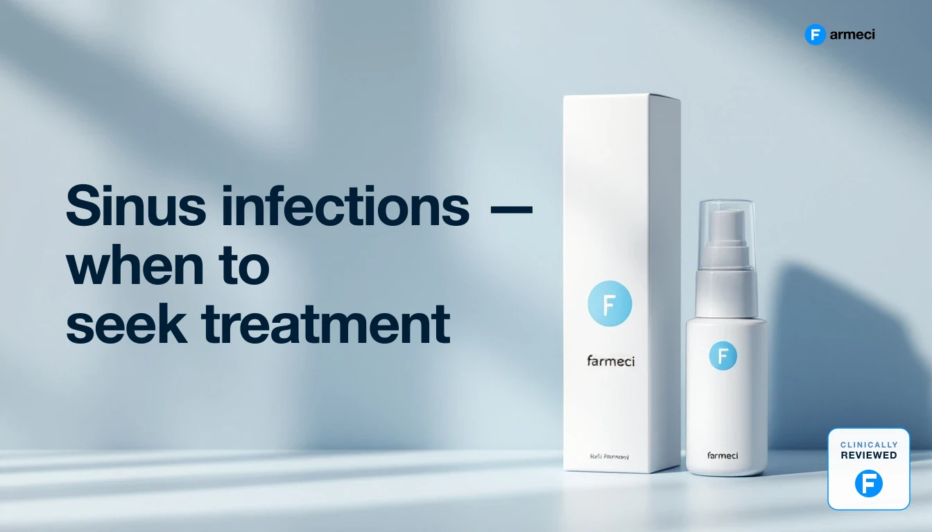 Editorial illustration representing sinus infection symptoms and treatment, Farmeci branding