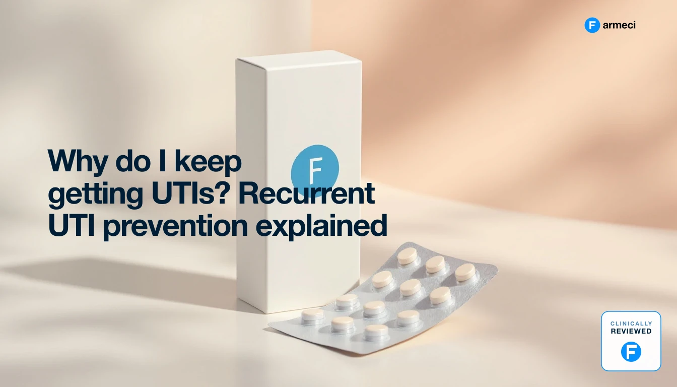 A woman speaking with a UK pharmacist about recurrent urinary tract infections